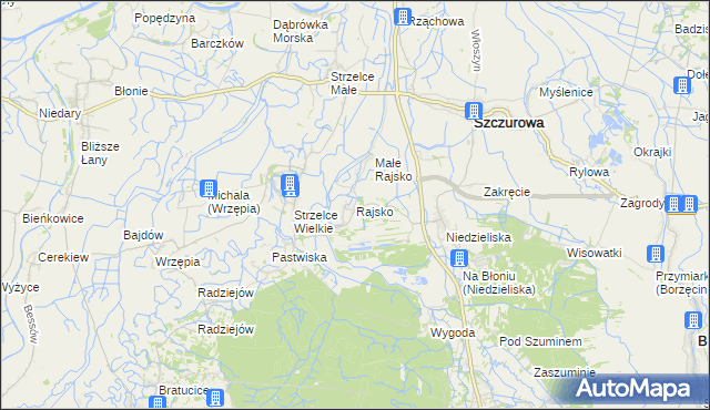 mapa Rajsko gmina Szczurowa, Rajsko gmina Szczurowa na mapie Targeo