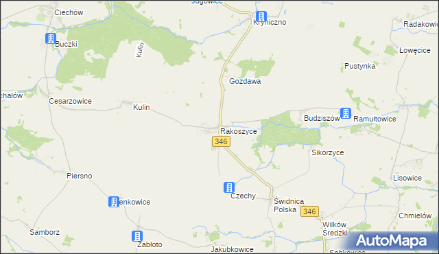 mapa Rakoszyce, Rakoszyce na mapie Targeo