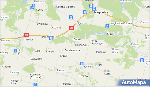 mapa Rakoszyn, Rakoszyn na mapie Targeo