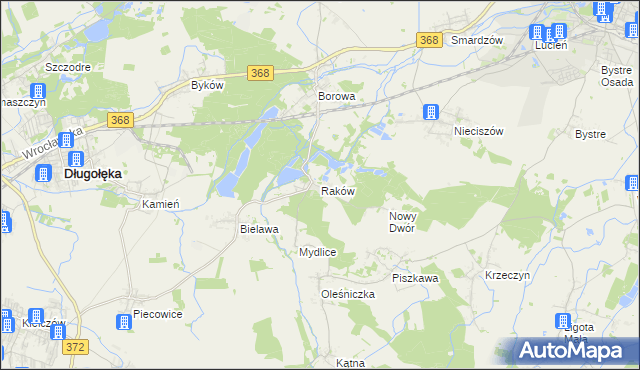 mapa Raków gmina Długołęka, Raków gmina Długołęka na mapie Targeo