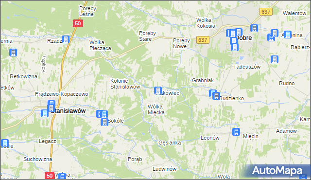 mapa Rakówiec, Rakówiec na mapie Targeo
