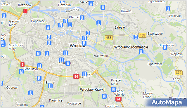 mapa Rakowiec gmina Wrocław, Rakowiec gmina Wrocław na mapie Targeo