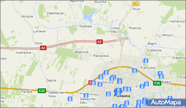 mapa Rakowiska gmina Biała Podlaska, Rakowiska gmina Biała Podlaska na mapie Targeo