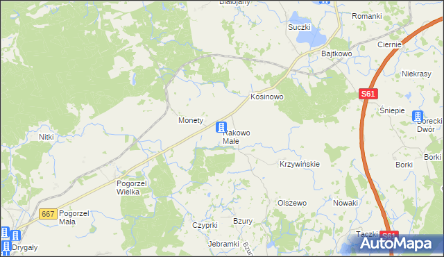 mapa Rakowo Małe, Rakowo Małe na mapie Targeo