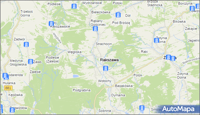 mapa Rakszawa powiat łańcucki, Rakszawa powiat łańcucki na mapie Targeo