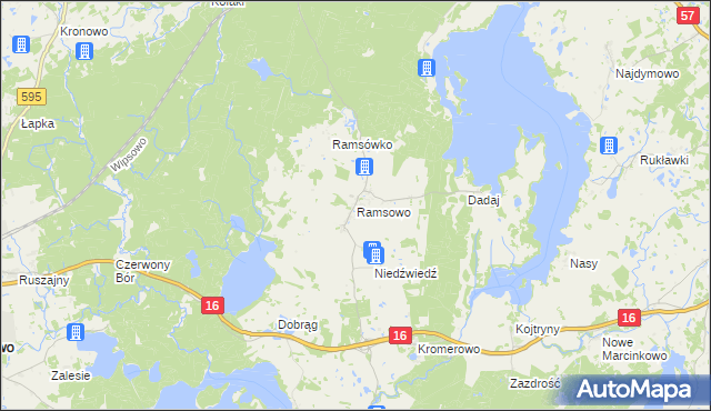 mapa Ramsowo, Ramsowo na mapie Targeo