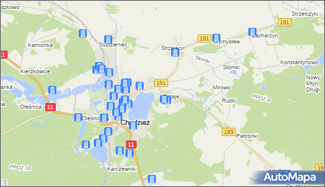 mapa Rataje gmina Chodzież, Rataje gmina Chodzież na mapie Targeo