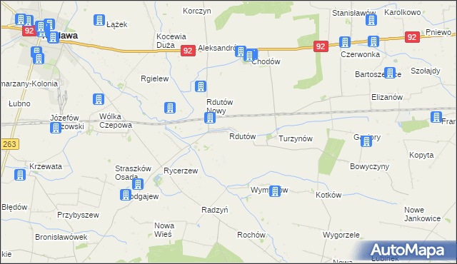 mapa Rdutów gmina Chodów, Rdutów gmina Chodów na mapie Targeo