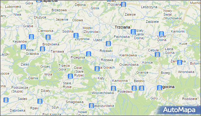 mapa Rdzawa, Rdzawa na mapie Targeo