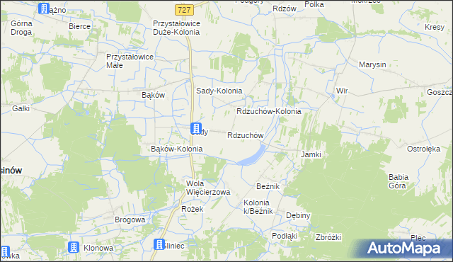 mapa Rdzuchów, Rdzuchów na mapie Targeo