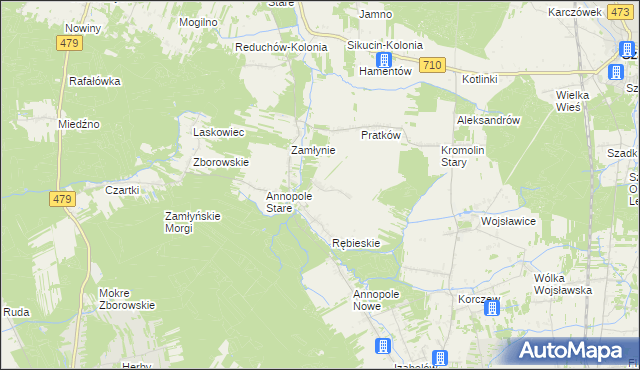 mapa Rębieskie-Kolonia, Rębieskie-Kolonia na mapie Targeo