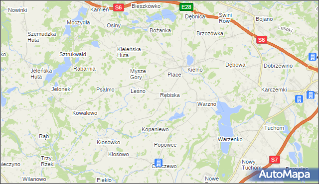 mapa Rębiska gmina Szemud, Rębiska gmina Szemud na mapie Targeo