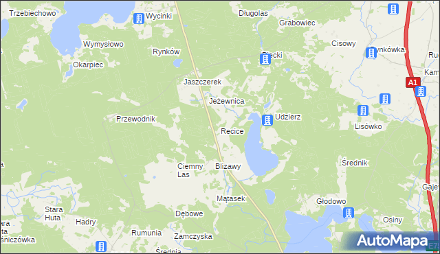 mapa Recice, Recice na mapie Targeo