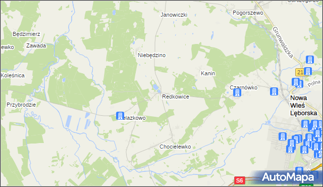 mapa Redkowice, Redkowice na mapie Targeo