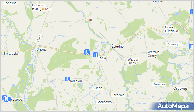 mapa Redło gmina Połczyn-Zdrój, Redło gmina Połczyn-Zdrój na mapie Targeo