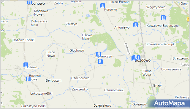 mapa Rękawczyn gmina Gozdowo, Rękawczyn gmina Gozdowo na mapie Targeo