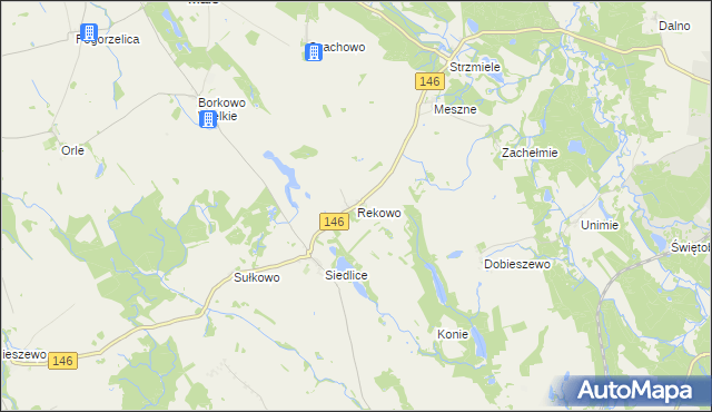 mapa Rekowo gmina Radowo Małe, Rekowo gmina Radowo Małe na mapie Targeo