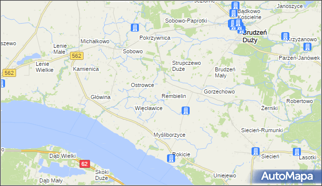 mapa Rembielin gmina Brudzeń Duży, Rembielin gmina Brudzeń Duży na mapie Targeo