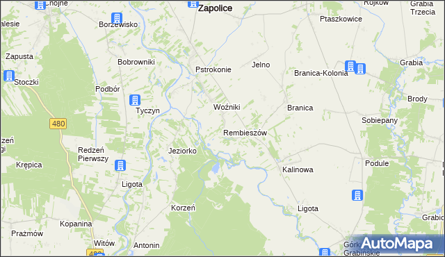 mapa Rembieszów, Rembieszów na mapie Targeo