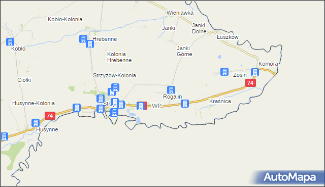 mapa Rogalin gmina Horodło, Rogalin gmina Horodło na mapie Targeo