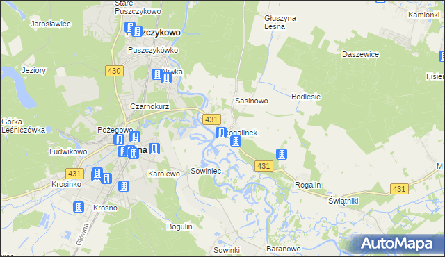 mapa Rogalinek, Rogalinek na mapie Targeo