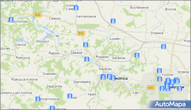 mapa Rogalów gmina Wąwolnica, Rogalów gmina Wąwolnica na mapie Targeo