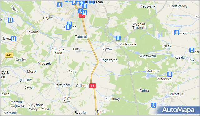 mapa Rogaszyce gmina Ostrzeszów, Rogaszyce gmina Ostrzeszów na mapie Targeo