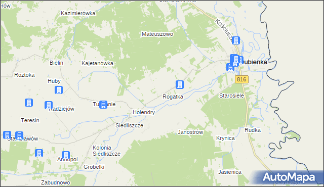 mapa Rogatka gmina Dubienka, Rogatka gmina Dubienka na mapie Targeo