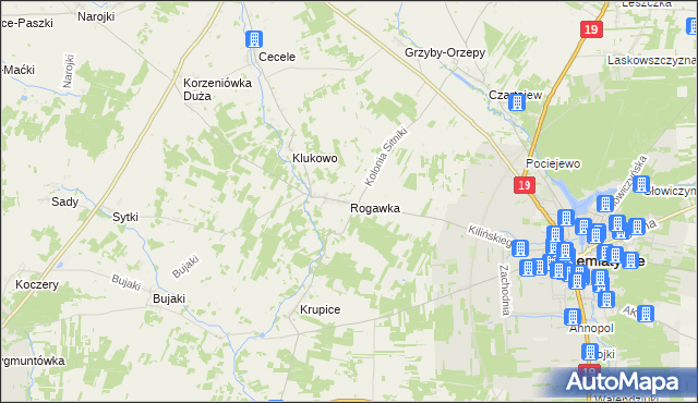 mapa Rogawka, Rogawka na mapie Targeo