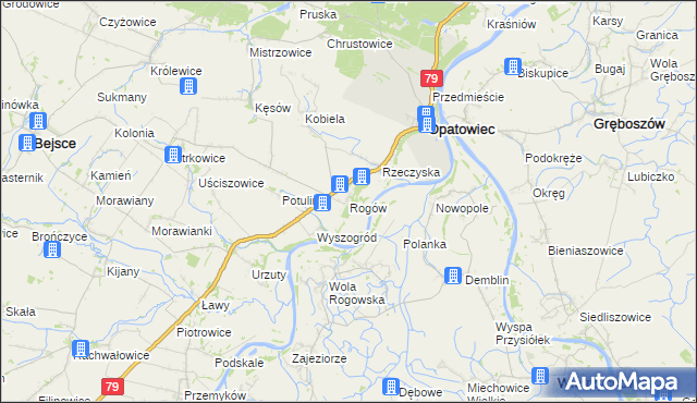 mapa Rogów gmina Opatowiec, Rogów gmina Opatowiec na mapie Targeo