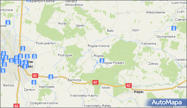 mapa Rogów gmina Repki, Rogów gmina Repki na mapie Targeo