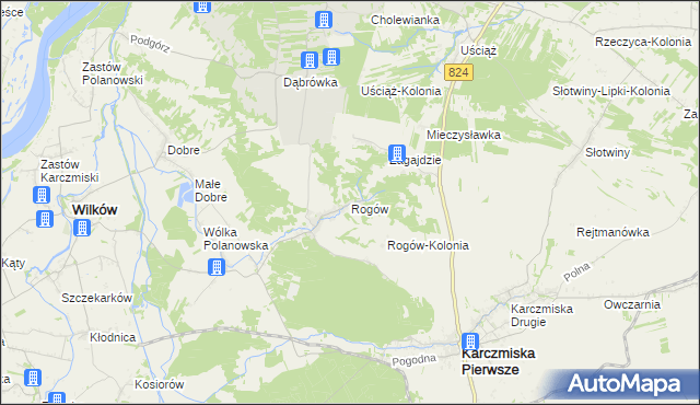 mapa Rogów gmina Wilków, Rogów gmina Wilków na mapie Targeo