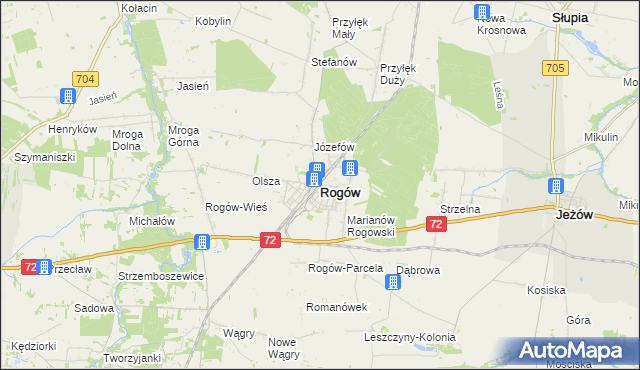 mapa Rogów powiat brzeziński, Rogów powiat brzeziński na mapie Targeo