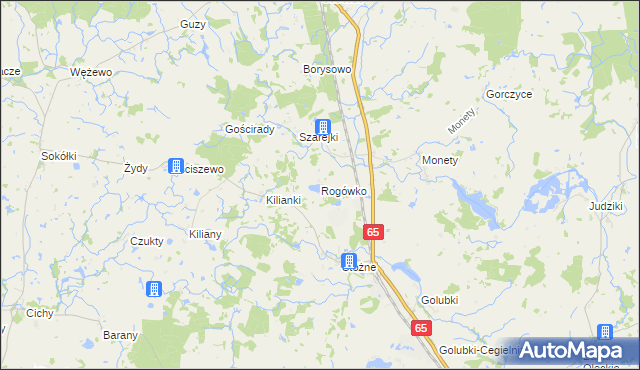 mapa Rogówko gmina Kowale Oleckie, Rogówko gmina Kowale Oleckie na mapie Targeo