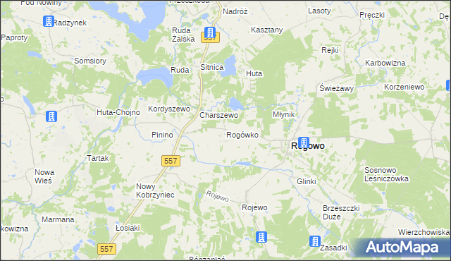 mapa Rogówko gmina Rogowo, Rogówko gmina Rogowo na mapie Targeo
