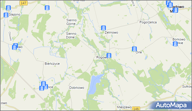 mapa Rogowo gmina Radowo Małe, Rogowo gmina Radowo Małe na mapie Targeo