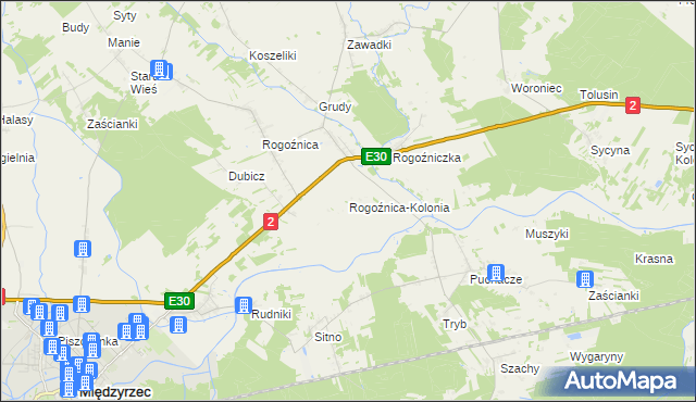 mapa Rogoźnica-Kolonia, Rogoźnica-Kolonia na mapie Targeo