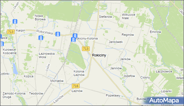 mapa Rokiciny powiat tomaszowski, Rokiciny powiat tomaszowski na mapie Targeo