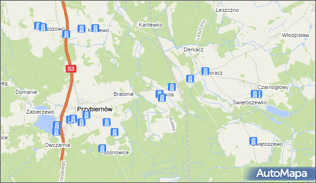 mapa Rokita gmina Przybiernów, Rokita gmina Przybiernów na mapie Targeo