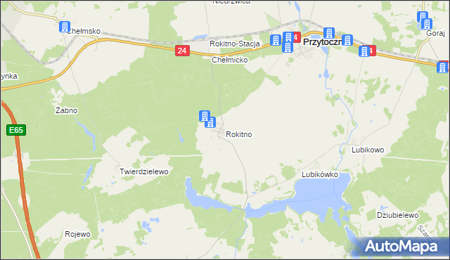 mapa Rokitno gmina Przytoczna, Rokitno gmina Przytoczna na mapie Targeo