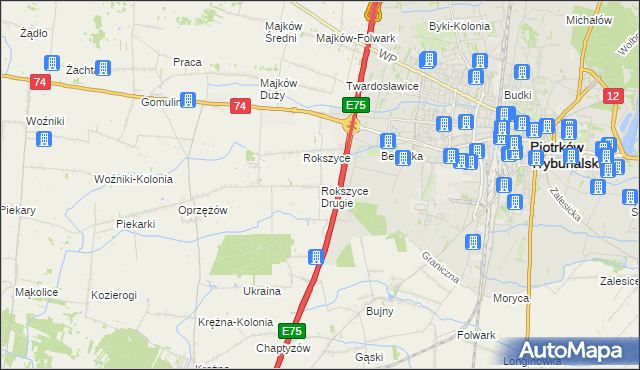 mapa Rokszyce Drugie, Rokszyce Drugie na mapie Targeo