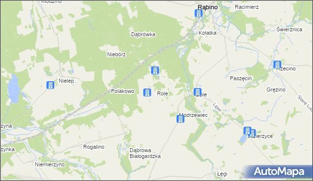 mapa Role gmina Rąbino, Role gmina Rąbino na mapie Targeo
