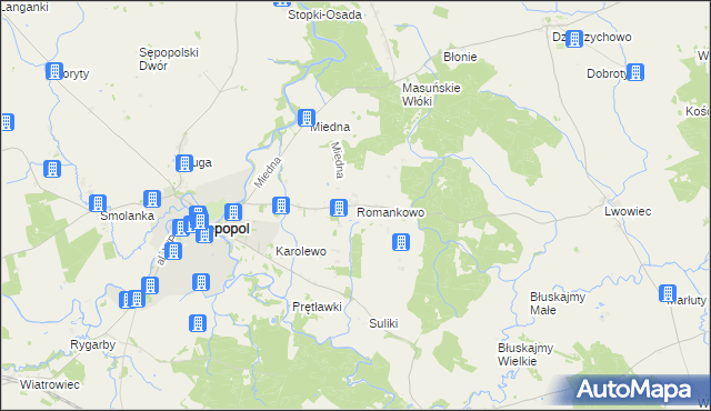 mapa Romankowo, Romankowo na mapie Targeo