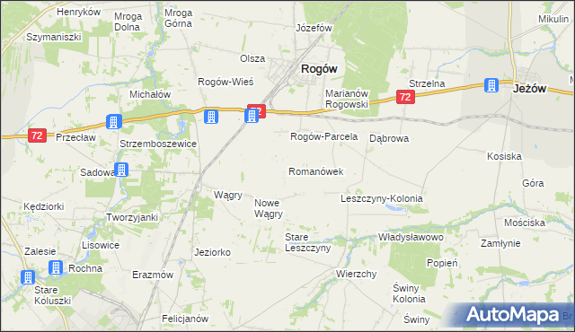 mapa Romanówek, Romanówek na mapie Targeo