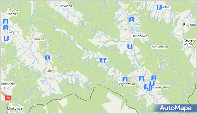 mapa Ropki, Ropki na mapie Targeo