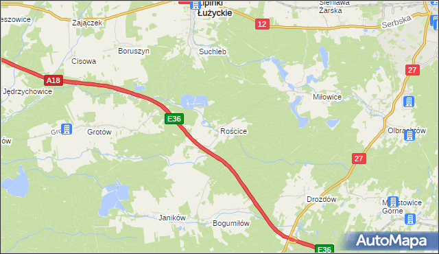 mapa Rościce, Rościce na mapie Targeo