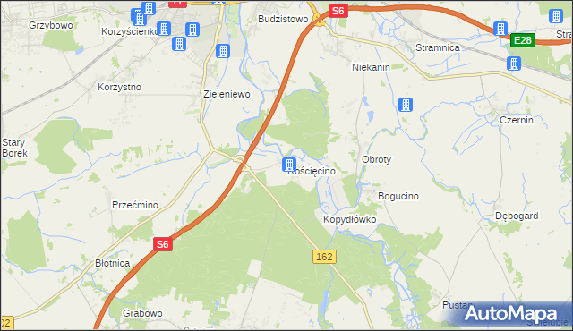 mapa Rościęcino, Rościęcino na mapie Targeo