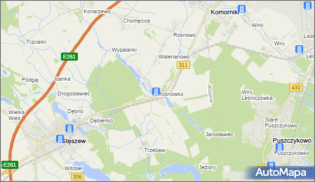 mapa Rosnówko gmina Komorniki, Rosnówko gmina Komorniki na mapie Targeo