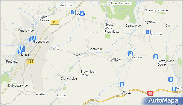 mapa Rostkowice gmina Biała, Rostkowice gmina Biała na mapie Targeo