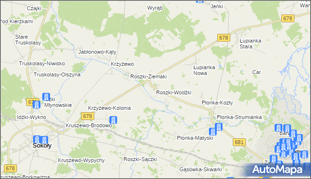 mapa Roszki-Wodźki, Roszki-Wodźki na mapie Targeo